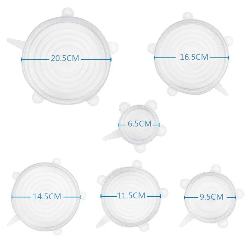 6 Tapas Elásticas Silicona Reutilizable