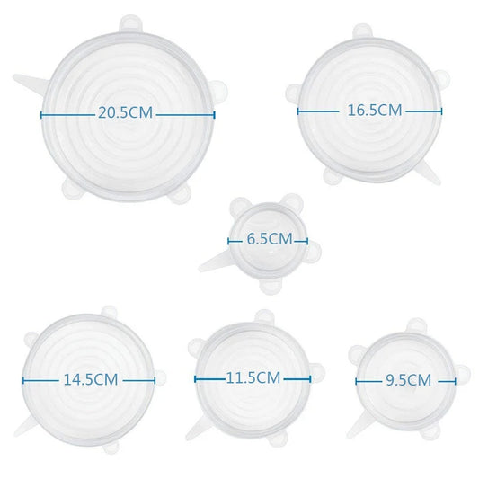 6 Tapas Elásticas Silicona Reutilizable